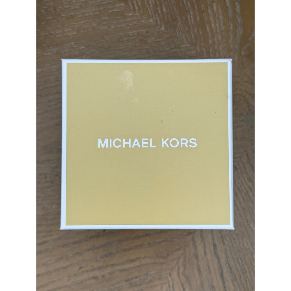 Michael Kors Gold Tone Barrel Pendant Necklace Crystal Logo MKJ0181710B New Box - Picture 4 of 5